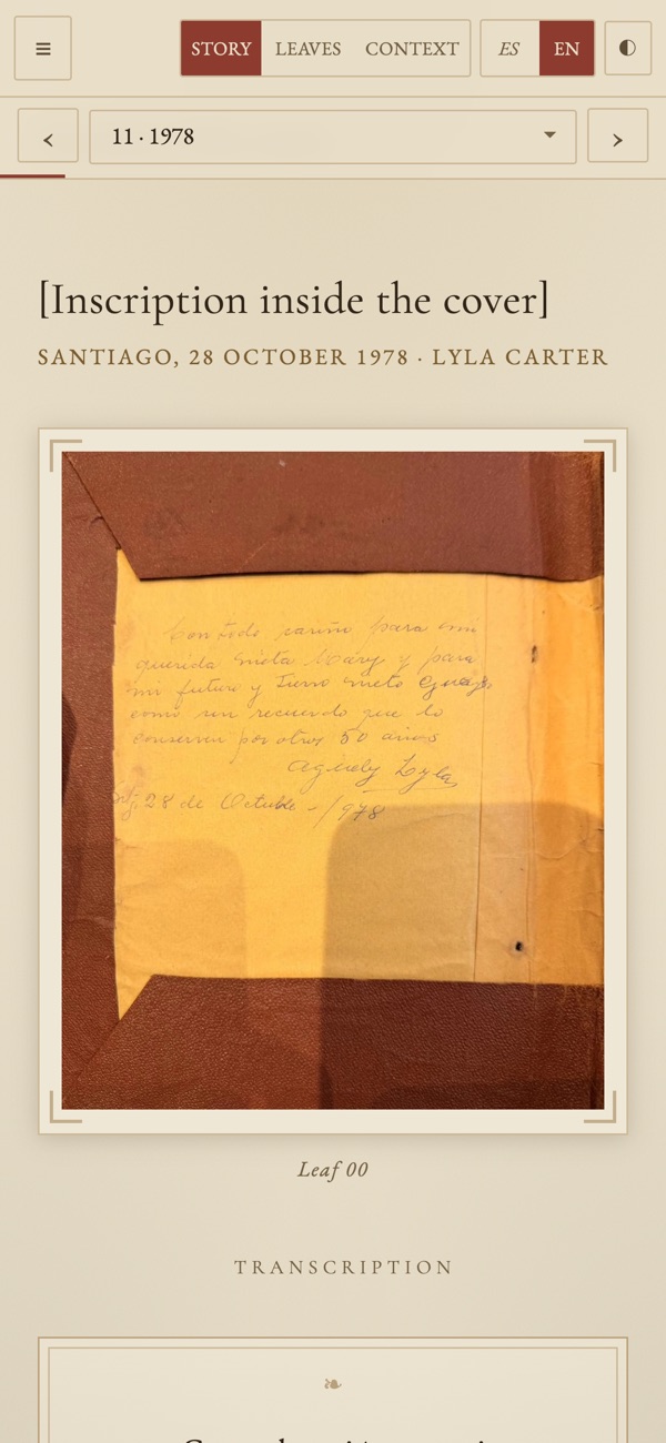 The book on a phone: the 1978 inscription with its photograph and transcription